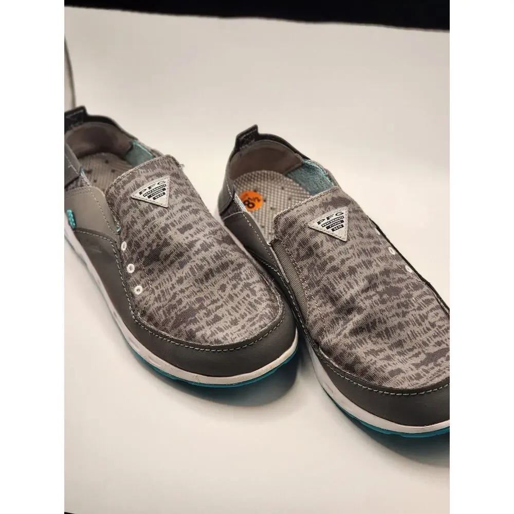Mens 8.5W Columbia PFG Slip On Fishing Boat Shoes Bahama Vent Relaxed Gray/ Blue